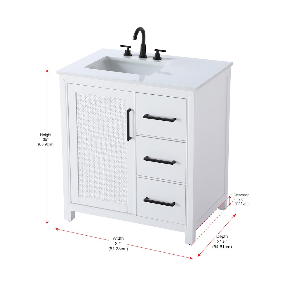 32 Inch Single Bathroom Vanity In White. Picture 13