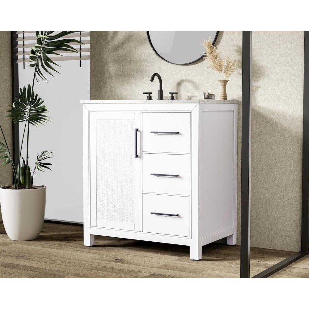 32 Inch Single Bathroom Vanity In White. Picture 3