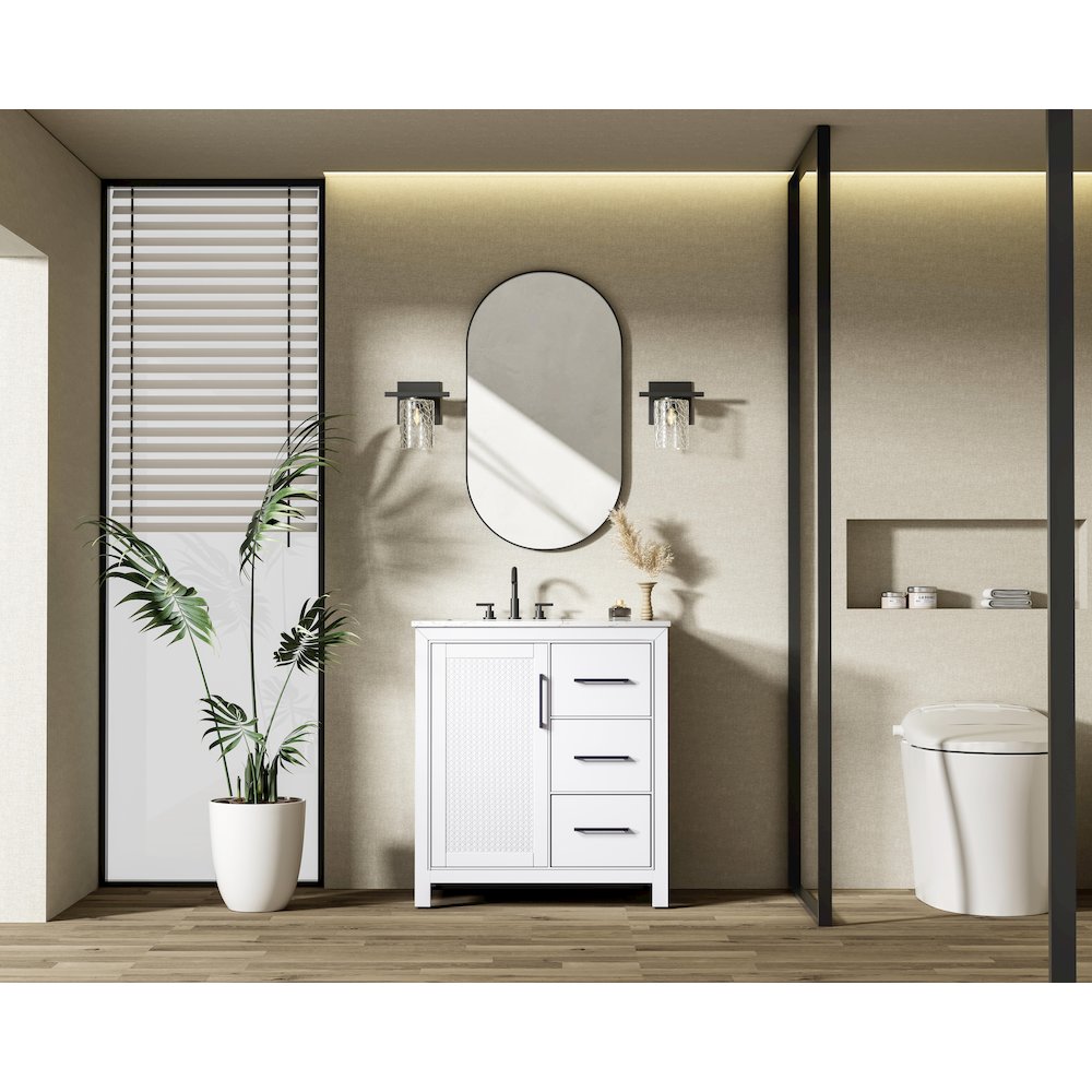 32 Inch Single Bathroom Vanity In White. Picture 4