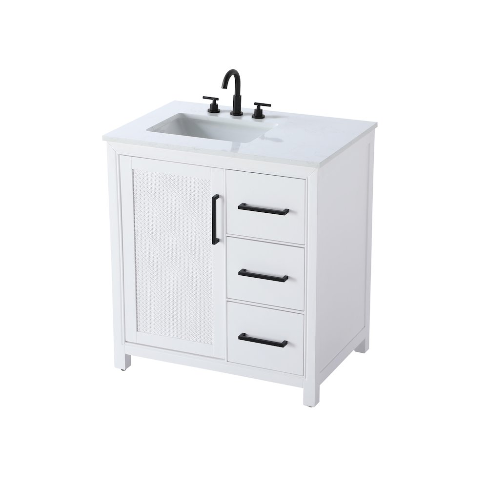 32 Inch Single Bathroom Vanity In White. Picture 6
