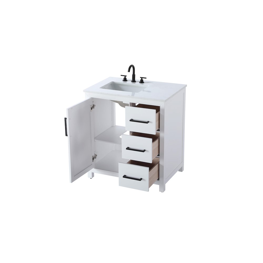 32 Inch Single Bathroom Vanity In White. Picture 7
