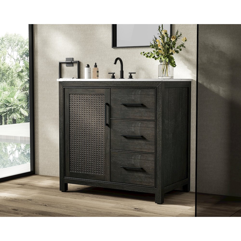 36 Inch Single Bathroom Vanity In  Chocolate Oak. Picture 3