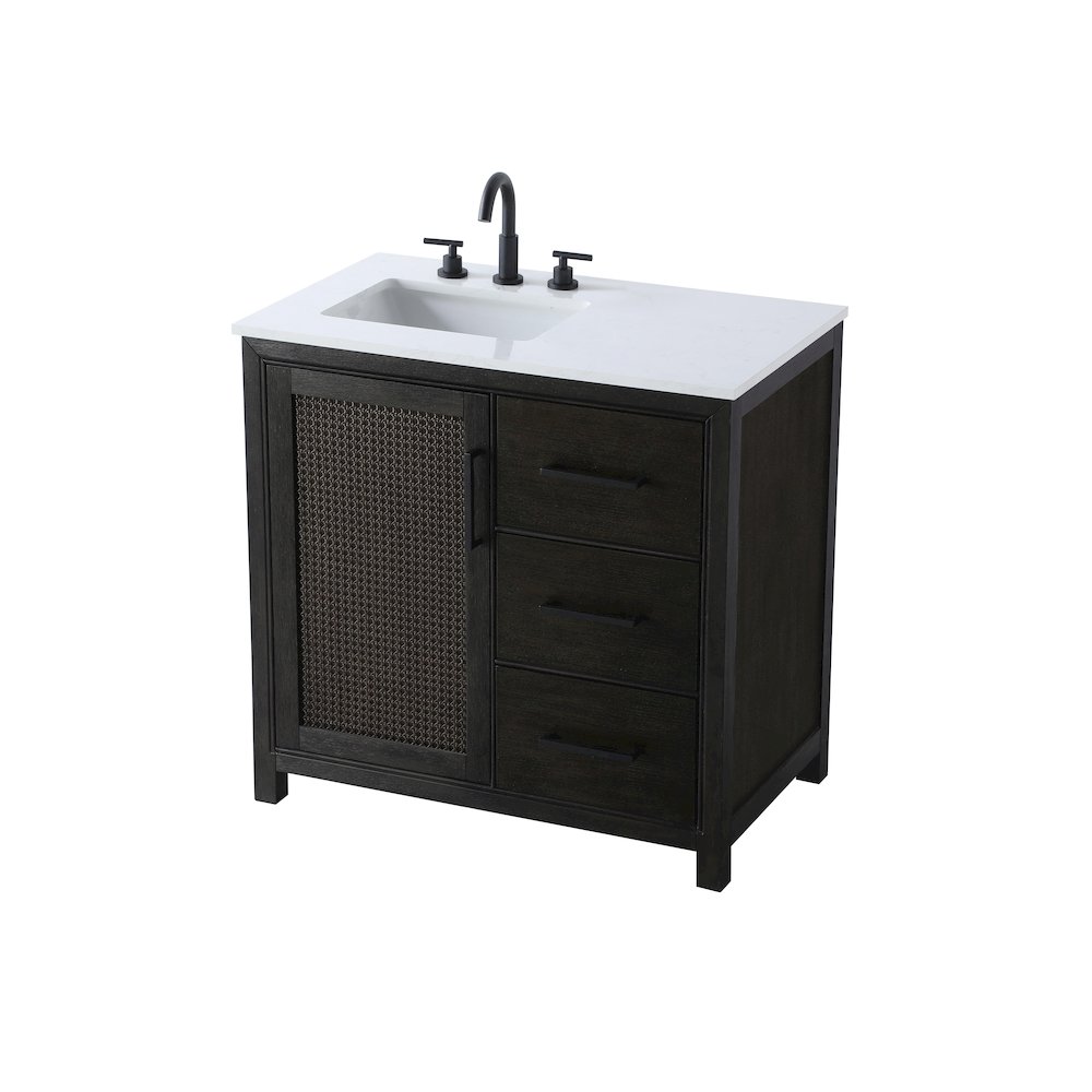 36 Inch Single Bathroom Vanity In  Chocolate Oak. Picture 6