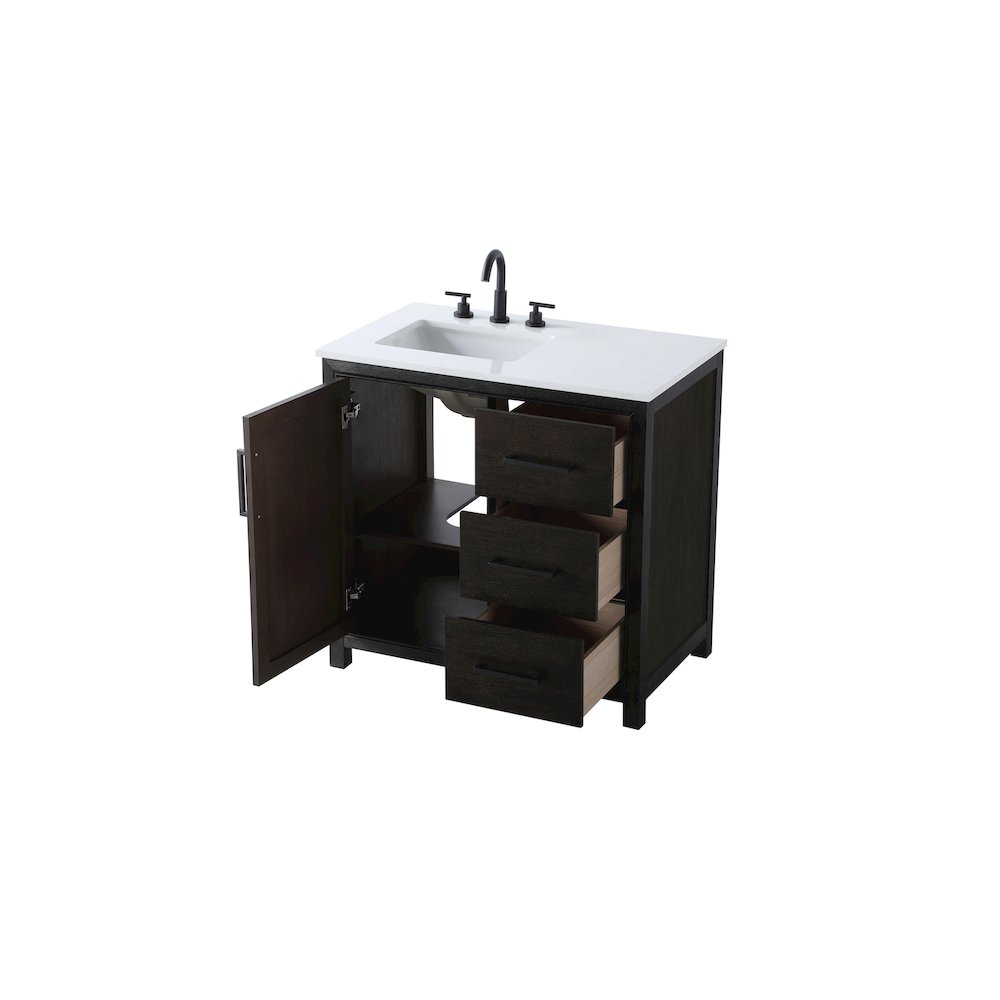 36 Inch Single Bathroom Vanity In  Chocolate Oak. Picture 7