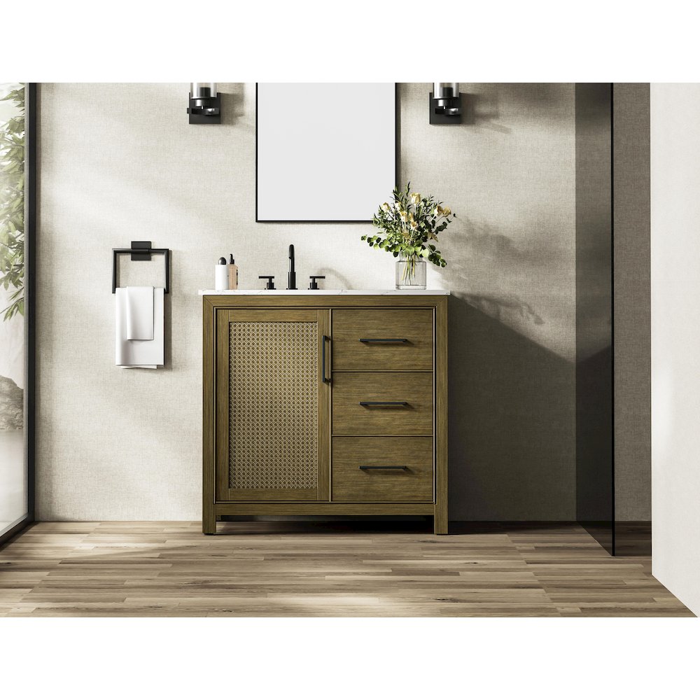 36 Inch Single Bathroom Vanity In Hazel Oak. Picture 2
