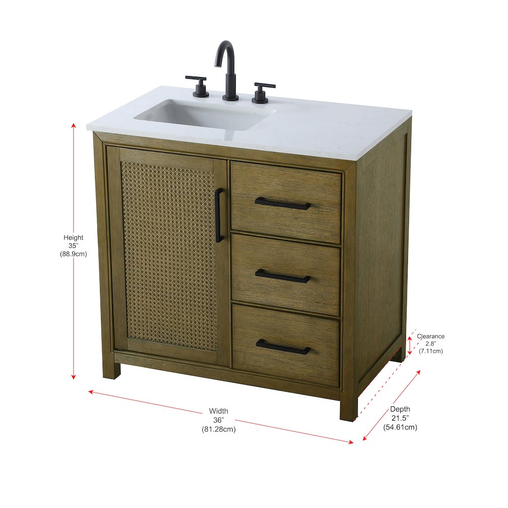 36 Inch Single Bathroom Vanity In Hazel Oak. Picture 13