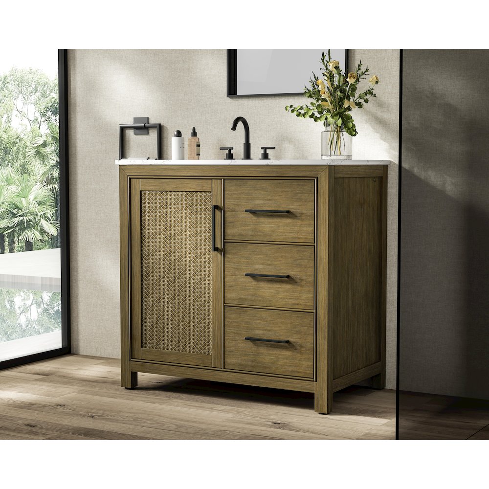 36 Inch Single Bathroom Vanity In Hazel Oak. Picture 3