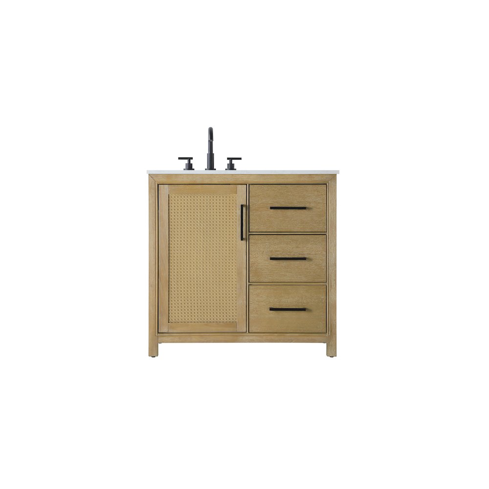 36 Inch Single Bathroom Vanity In Linen Oak. Picture 1