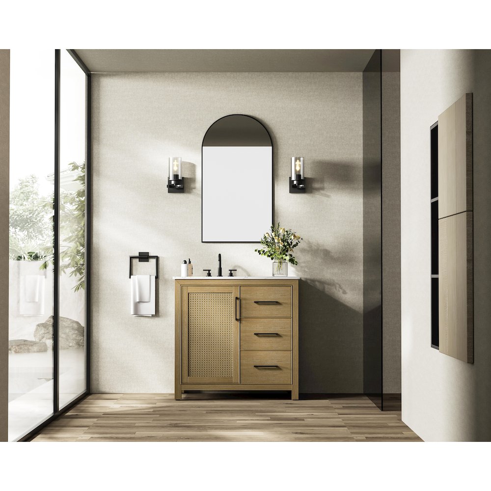 36 Inch Single Bathroom Vanity In Linen Oak. Picture 4