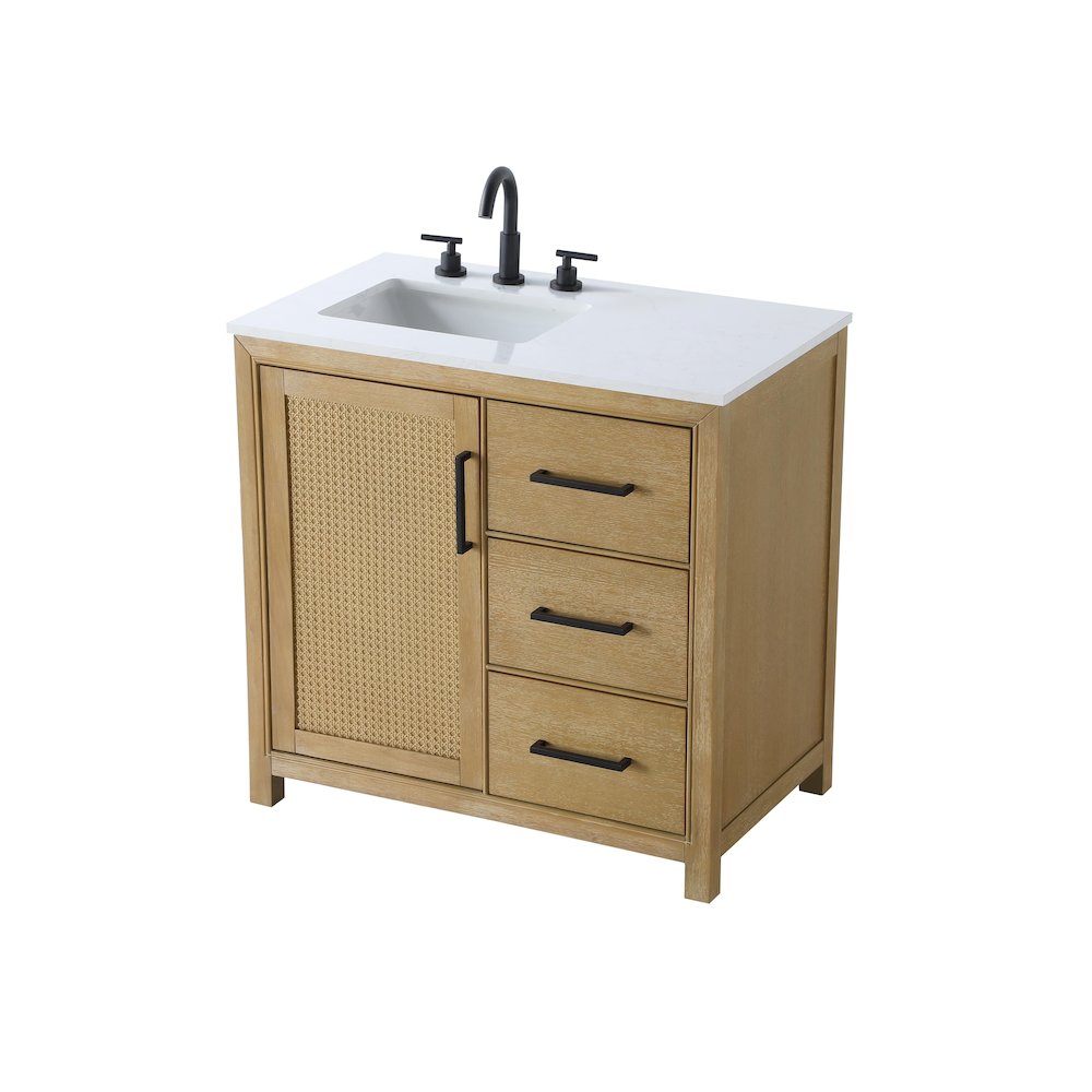 36 Inch Single Bathroom Vanity In Linen Oak. Picture 6