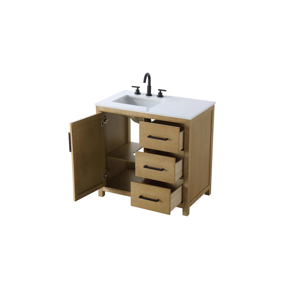 36 Inch Single Bathroom Vanity In Linen Oak. Picture 7