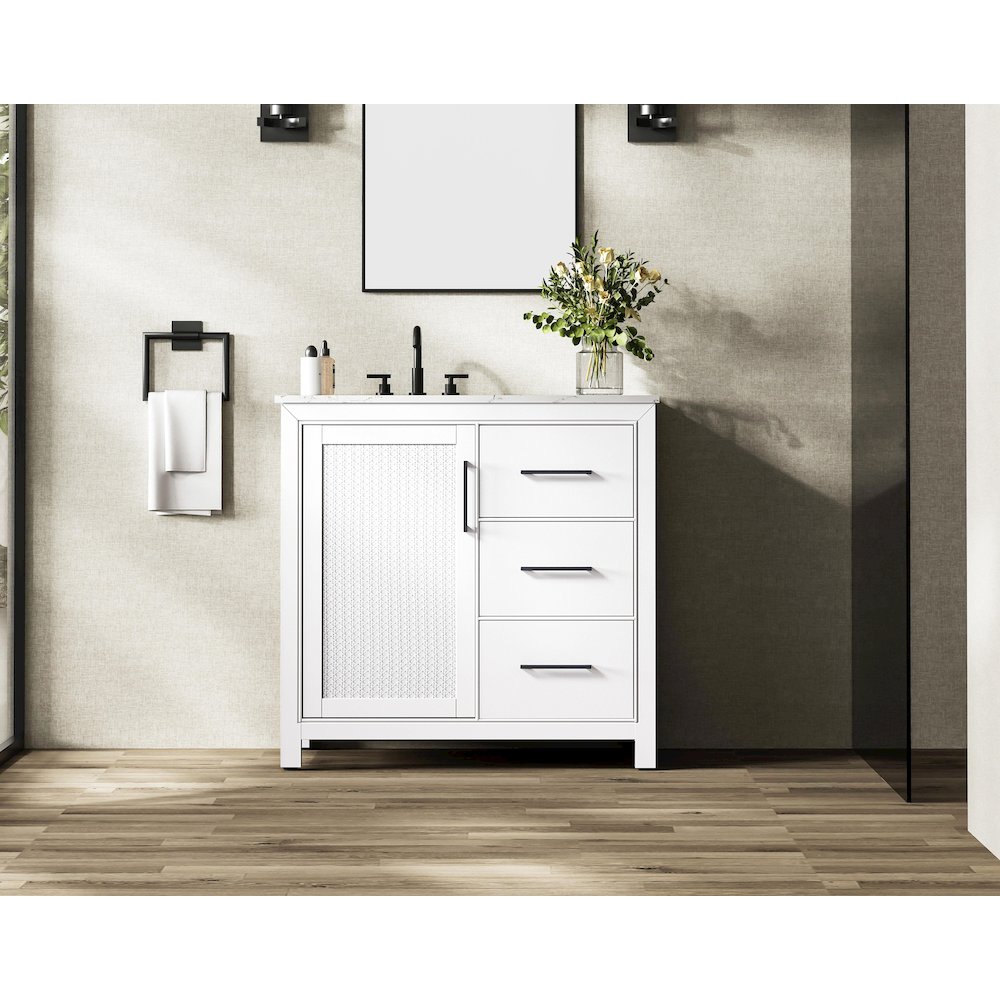 36 Inch Single Bathroom Vanity In White. Picture 2