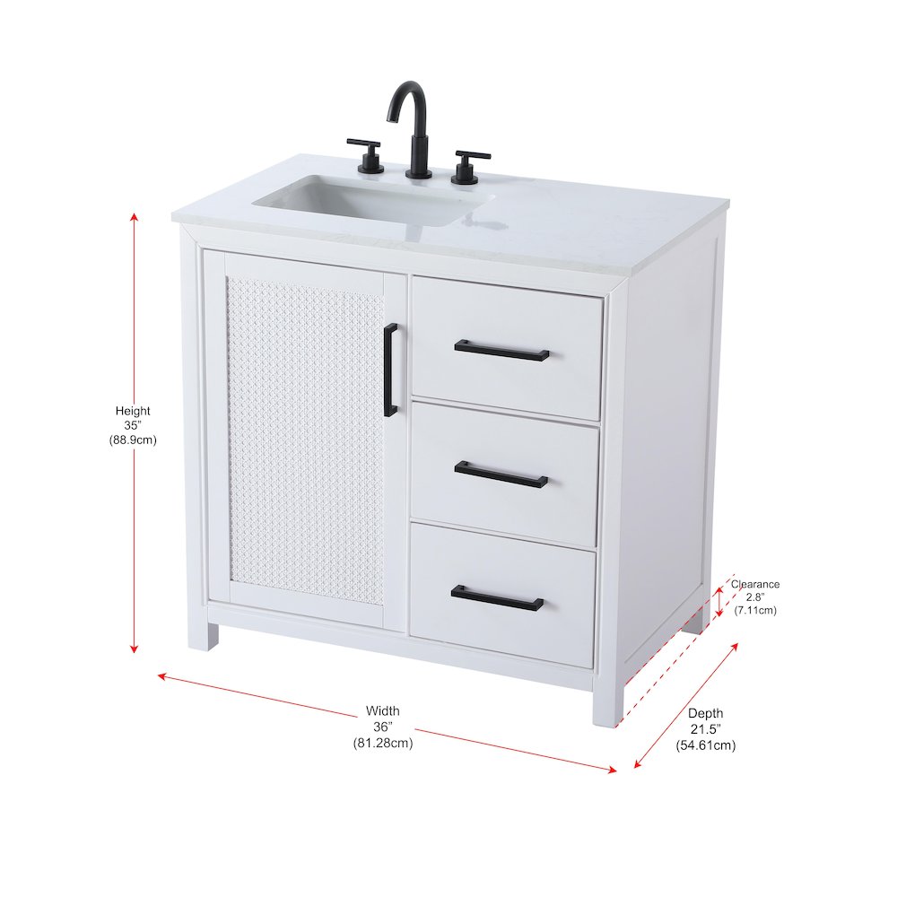 36 Inch Single Bathroom Vanity In White. Picture 13