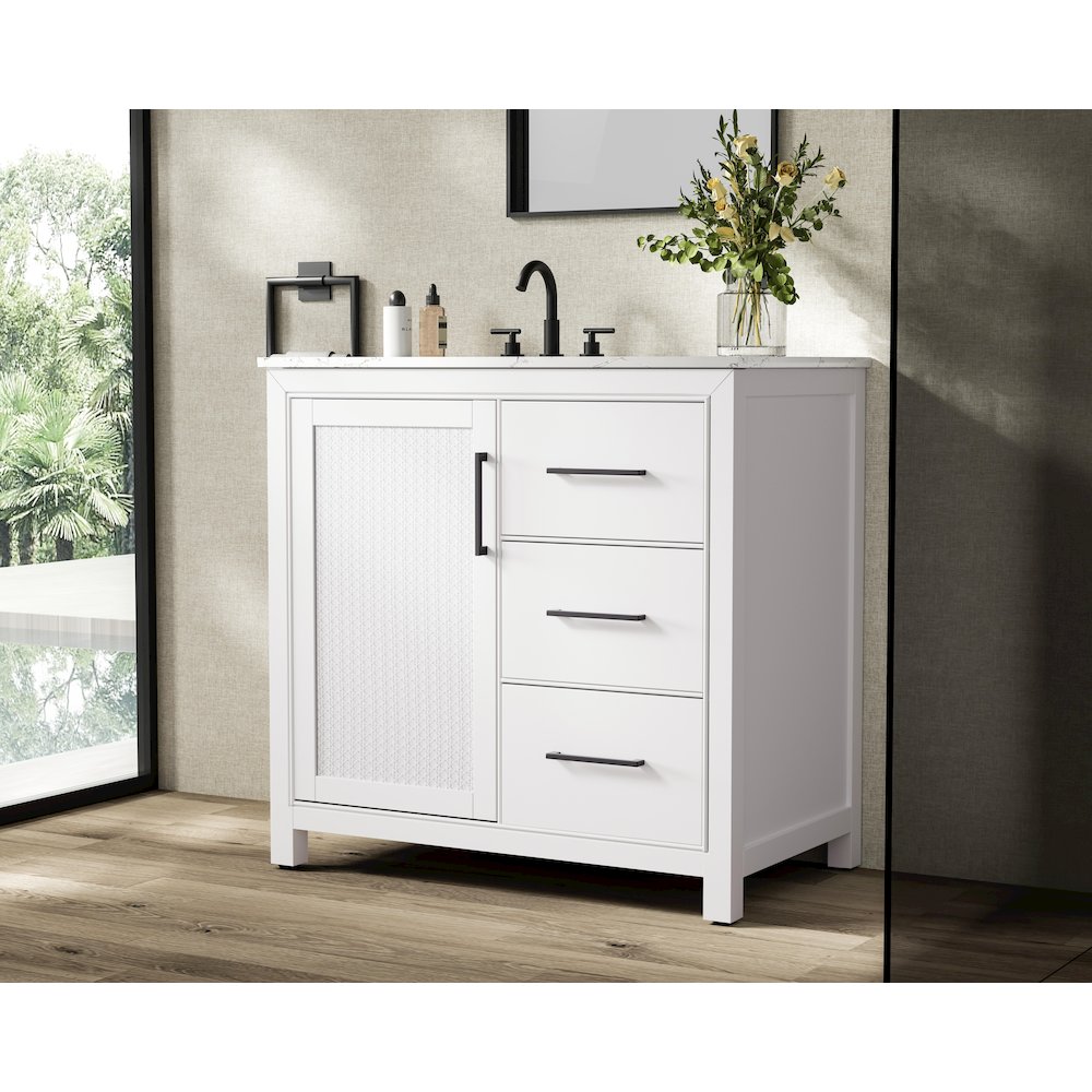 36 Inch Single Bathroom Vanity In White. Picture 3