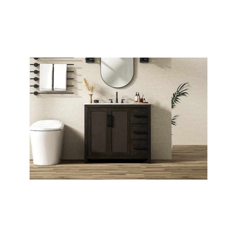 42 Inch Single Bathroom Vanity In  Chocolate Oak. Picture 2