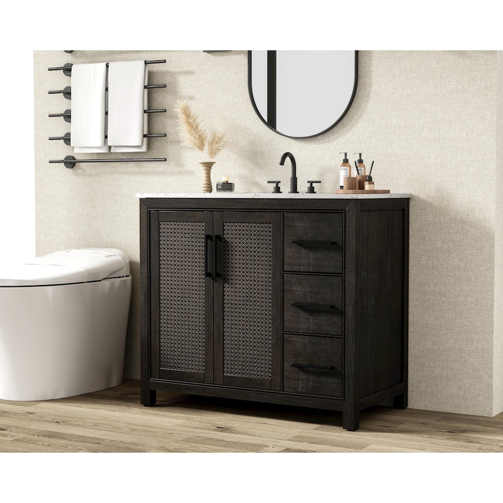 42 Inch Single Bathroom Vanity In  Chocolate Oak. Picture 3