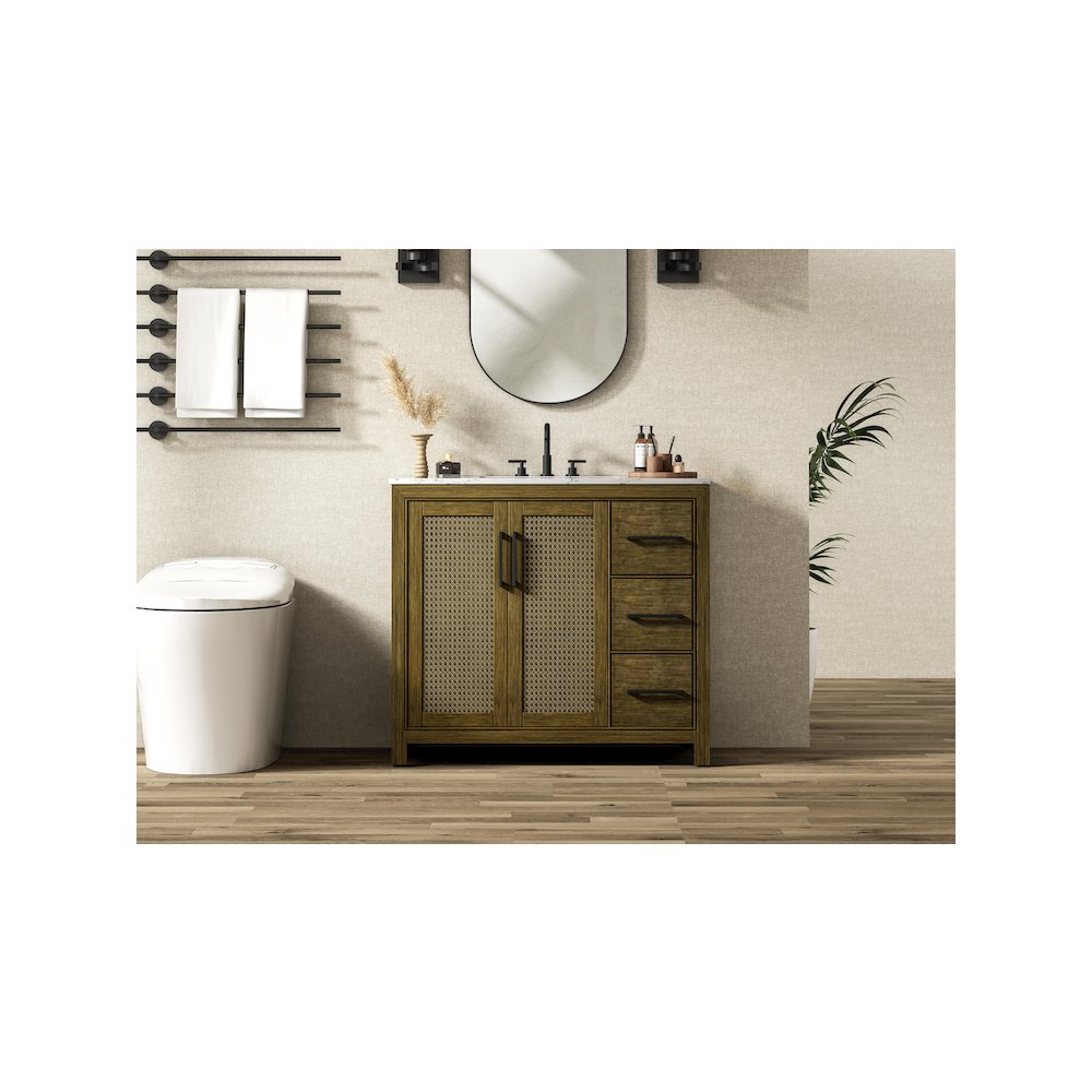 42 Inch Single Bathroom Vanity In Hazel Oak. Picture 2