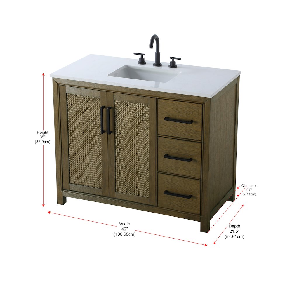 42 Inch Single Bathroom Vanity In Hazel Oak. Picture 13