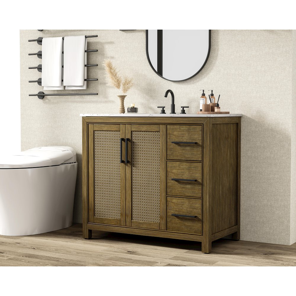 42 Inch Single Bathroom Vanity In Hazel Oak. Picture 3