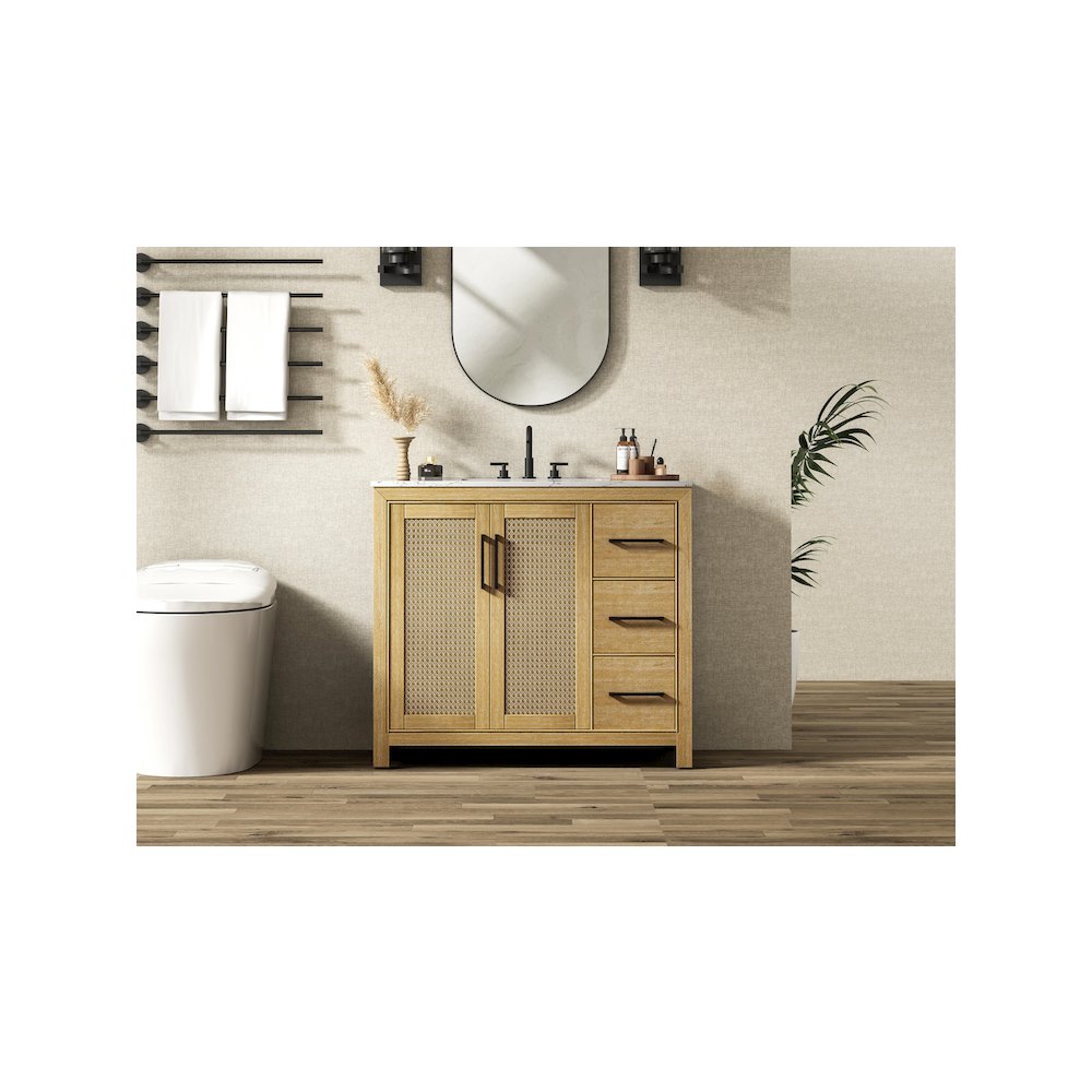 42 Inch Single Bathroom Vanity In Linen Oak. Picture 2