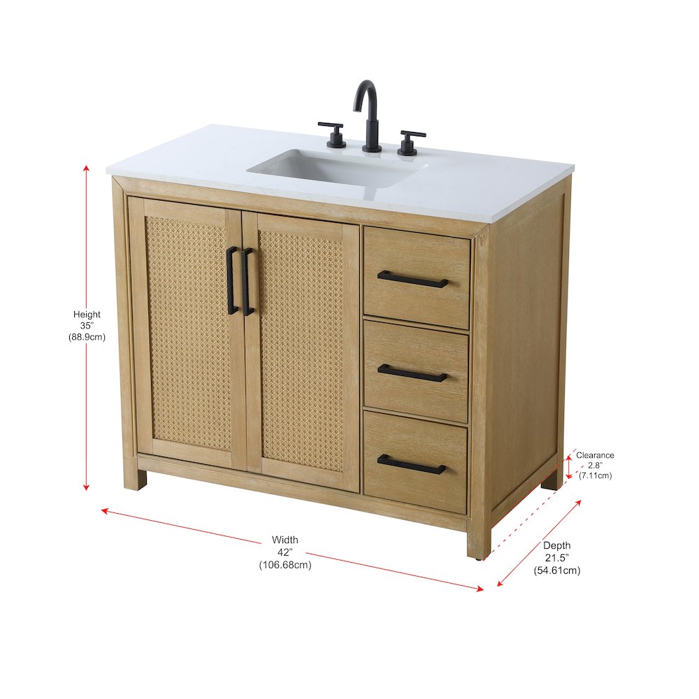 42 Inch Single Bathroom Vanity In Linen Oak. Picture 13