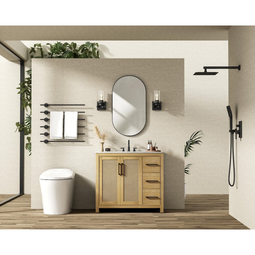 42 Inch Single Bathroom Vanity In Linen Oak. Picture 4