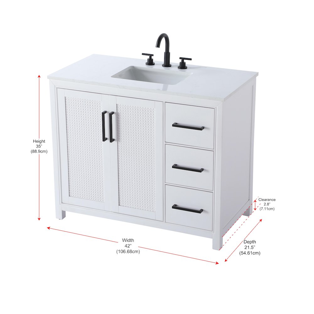 42 Inch Single Bathroom Vanity In White. Picture 13