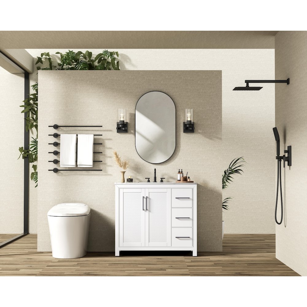 42 Inch Single Bathroom Vanity In White. Picture 4