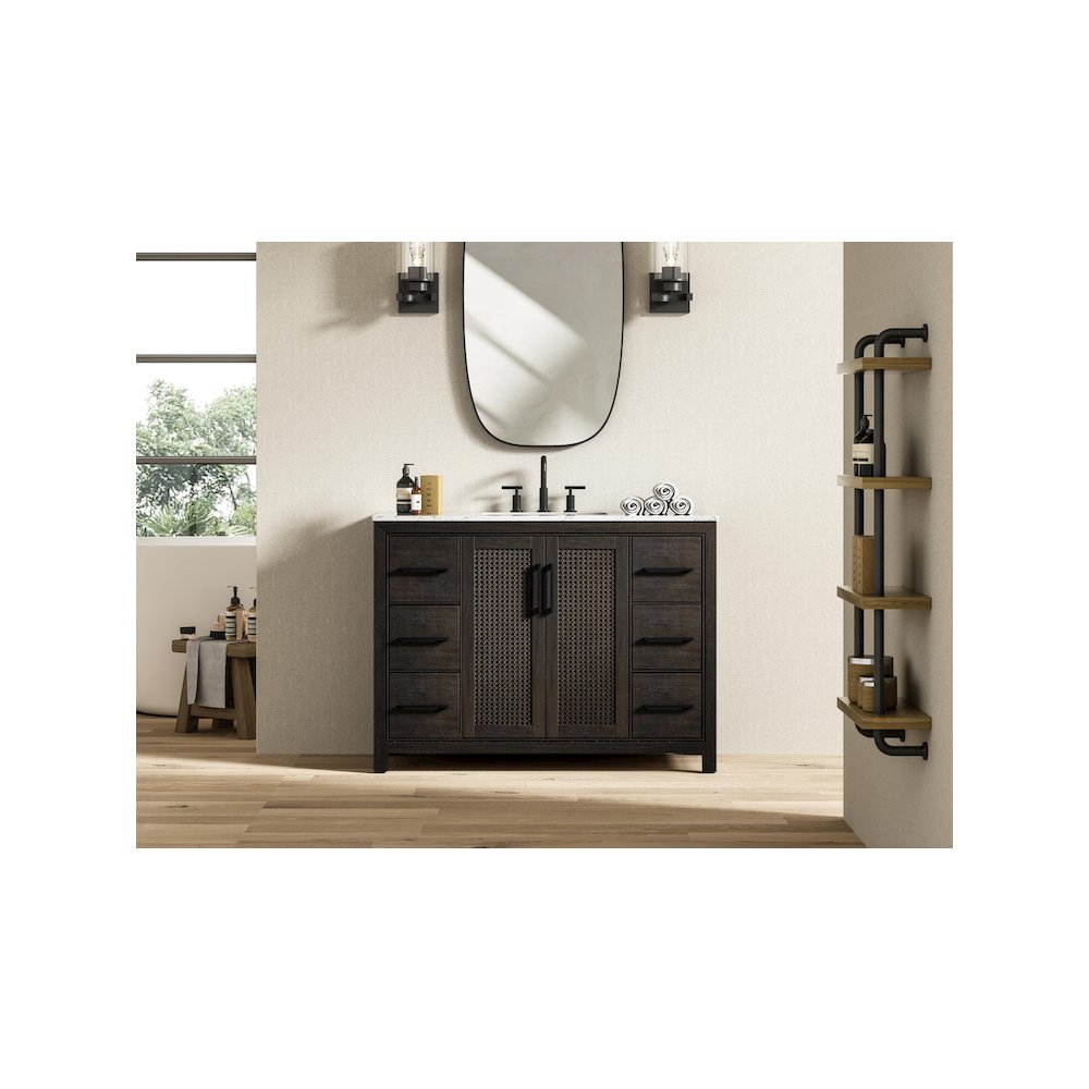 48 Inch Single Bathroom Vanity In  Chocolate Oak. Picture 2