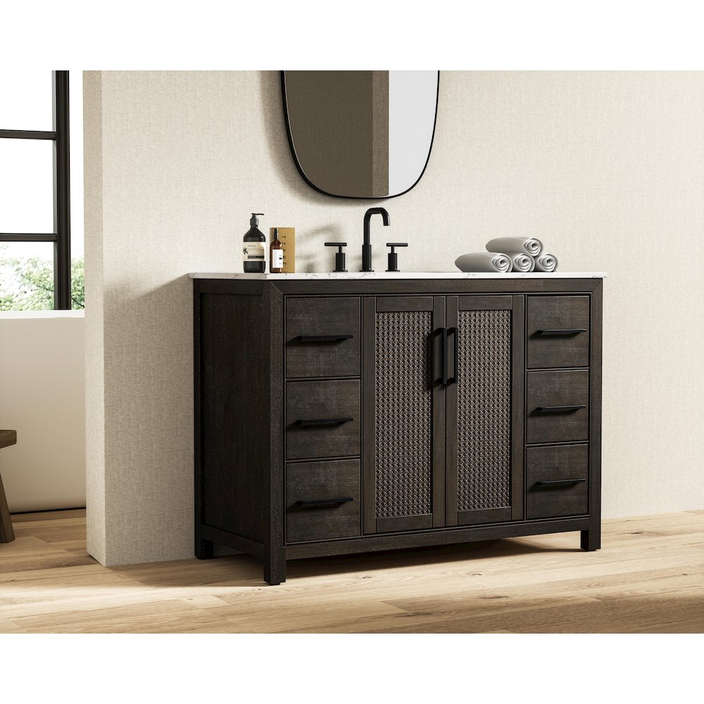 48 Inch Single Bathroom Vanity In  Chocolate Oak. Picture 3