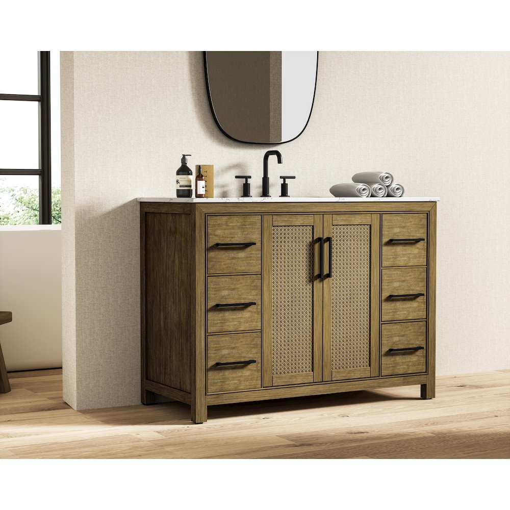 48 Inch Single Bathroom Vanity In Hazel Oak. Picture 3