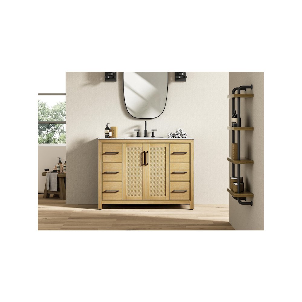 48 Inch Single Bathroom Vanity In Linen Oak. Picture 2