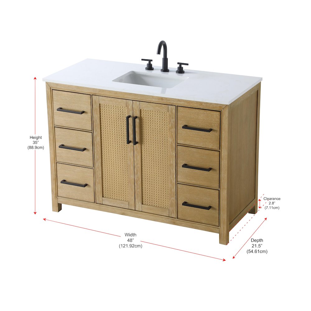 48 Inch Single Bathroom Vanity In Linen Oak. Picture 13