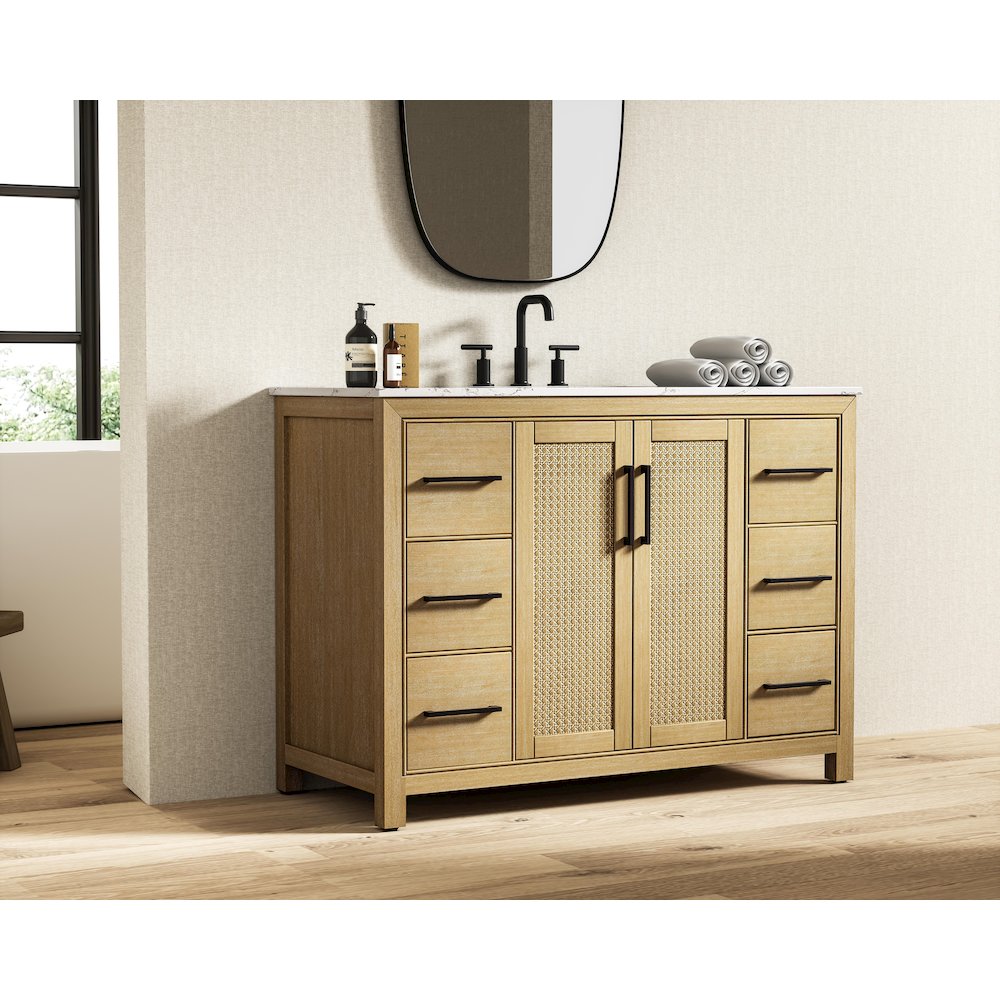 48 Inch Single Bathroom Vanity In Linen Oak. Picture 3