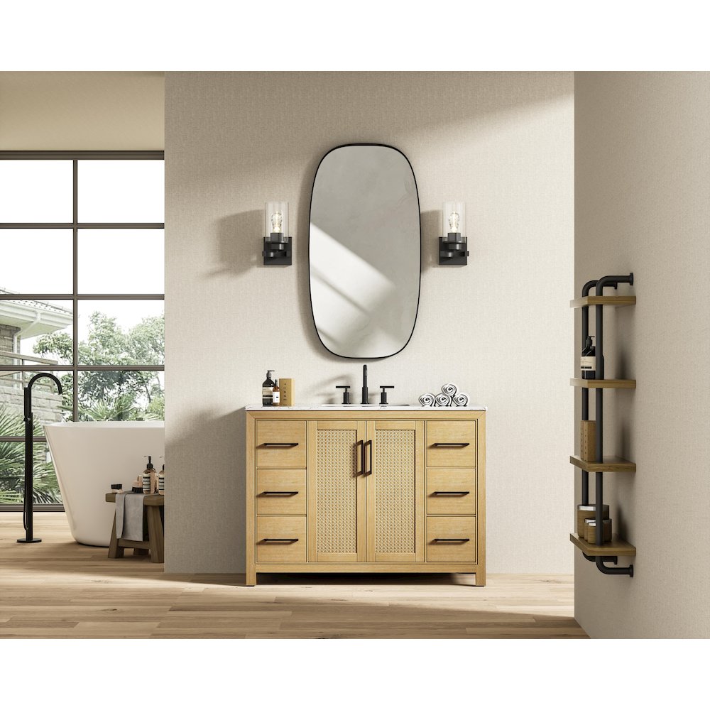 48 Inch Single Bathroom Vanity In Linen Oak. Picture 4