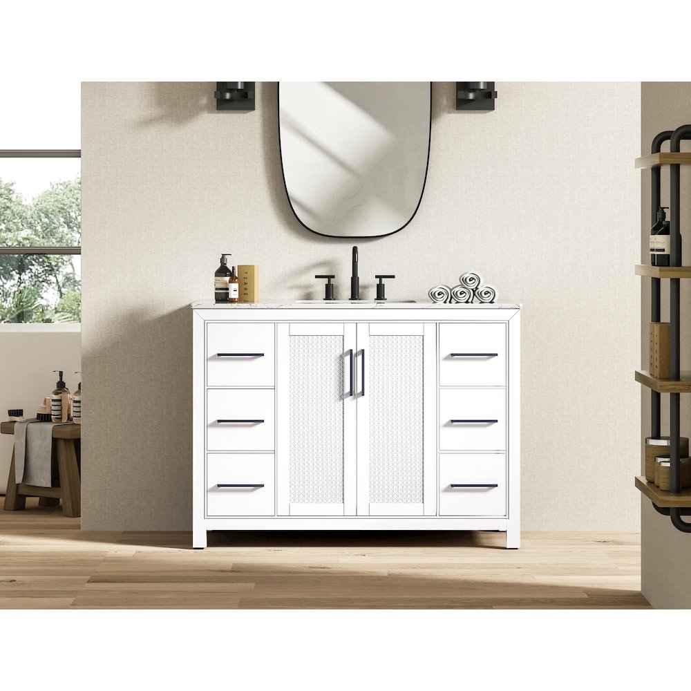 48 Inch Single Bathroom Vanity In White. Picture 2