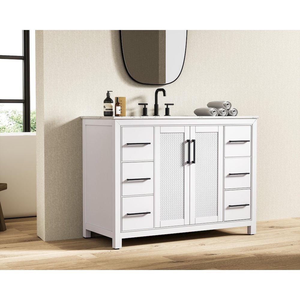 48 Inch Single Bathroom Vanity In White. Picture 3