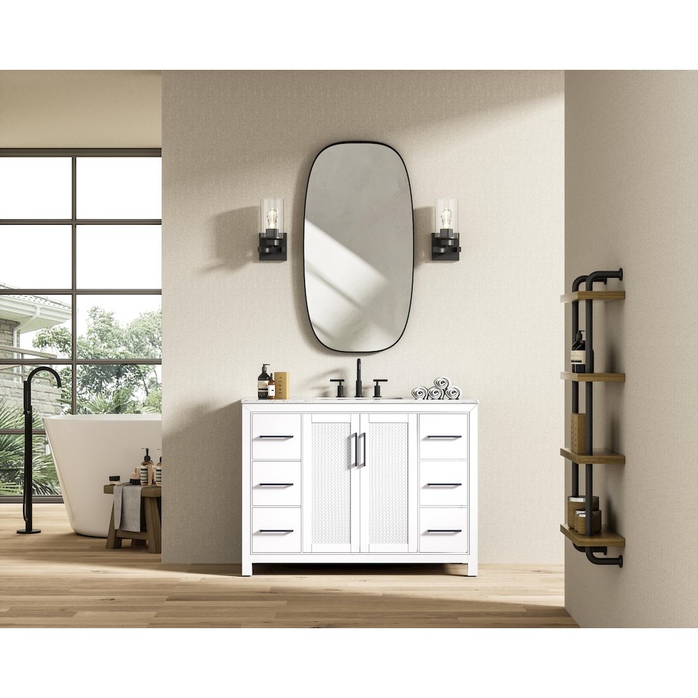 48 Inch Single Bathroom Vanity In White. Picture 4