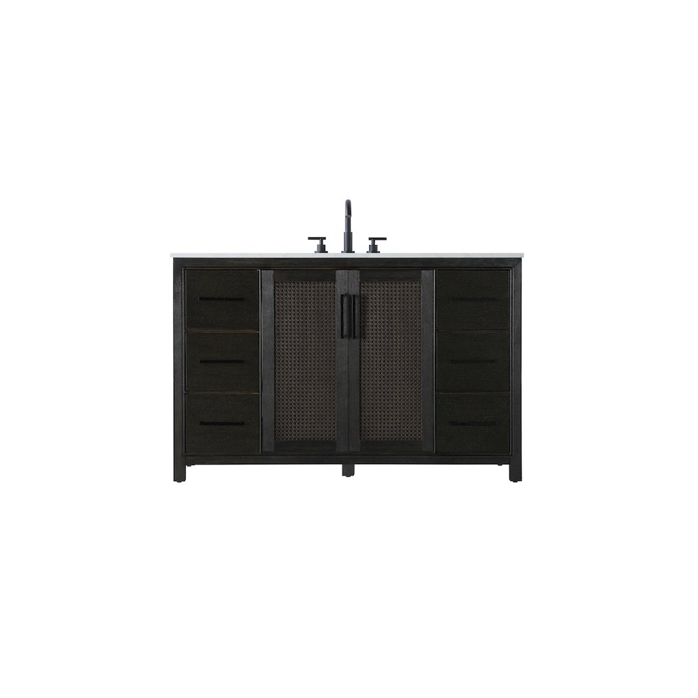54 Inch Single Bathroom Vanity In Chocolate Oak. Picture 1