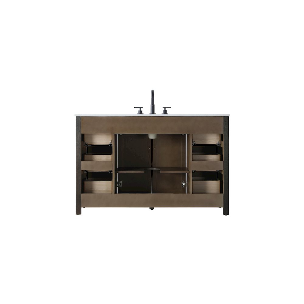 54 Inch Single Bathroom Vanity In Chocolate Oak. Picture 12