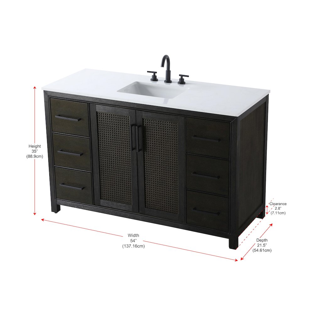 54 Inch Single Bathroom Vanity In Chocolate Oak. Picture 13