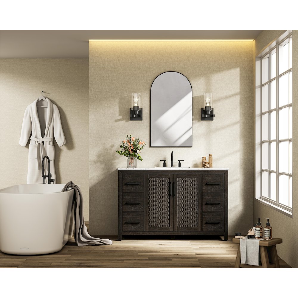 54 Inch Single Bathroom Vanity In Chocolate Oak. Picture 4