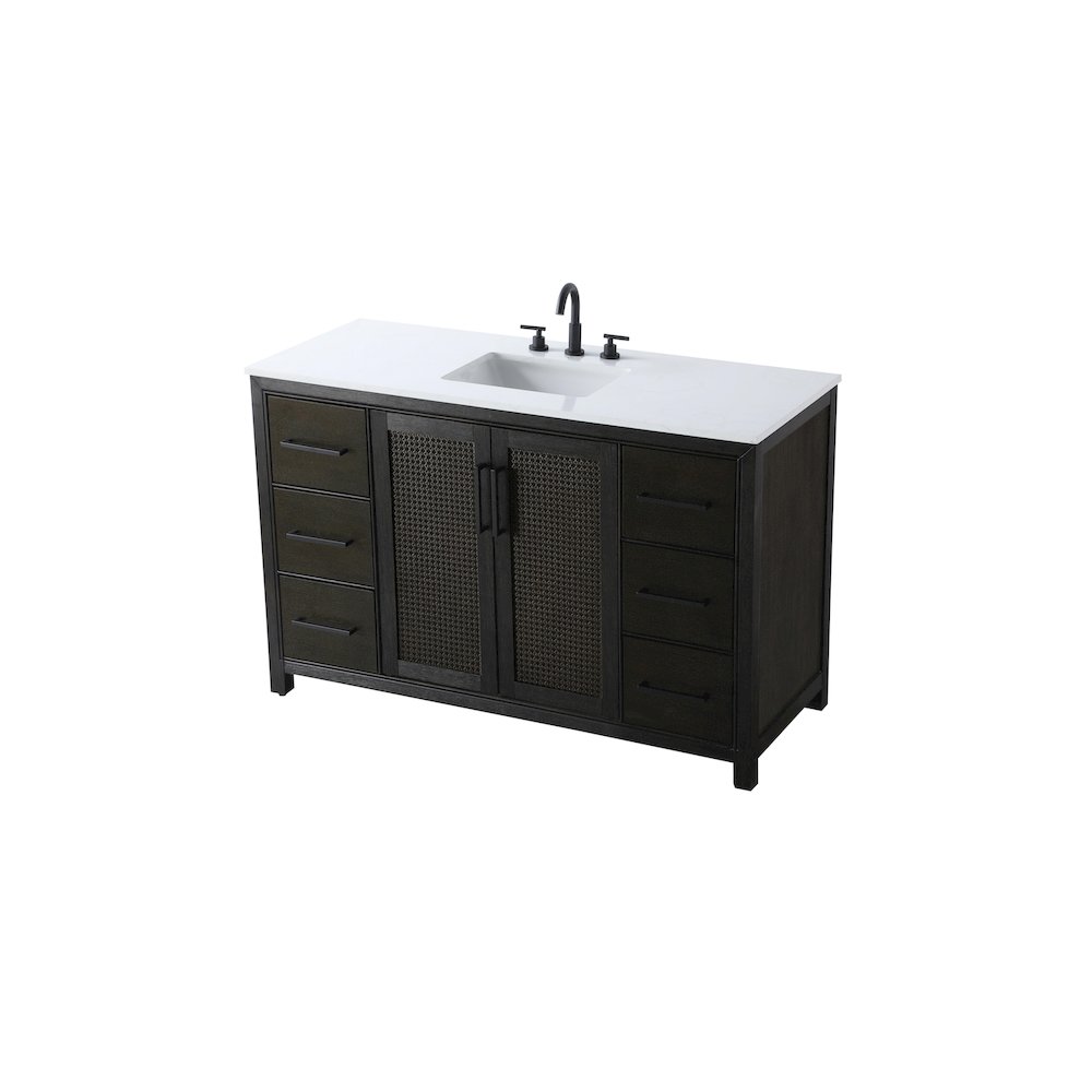 54 Inch Single Bathroom Vanity In Chocolate Oak. Picture 6