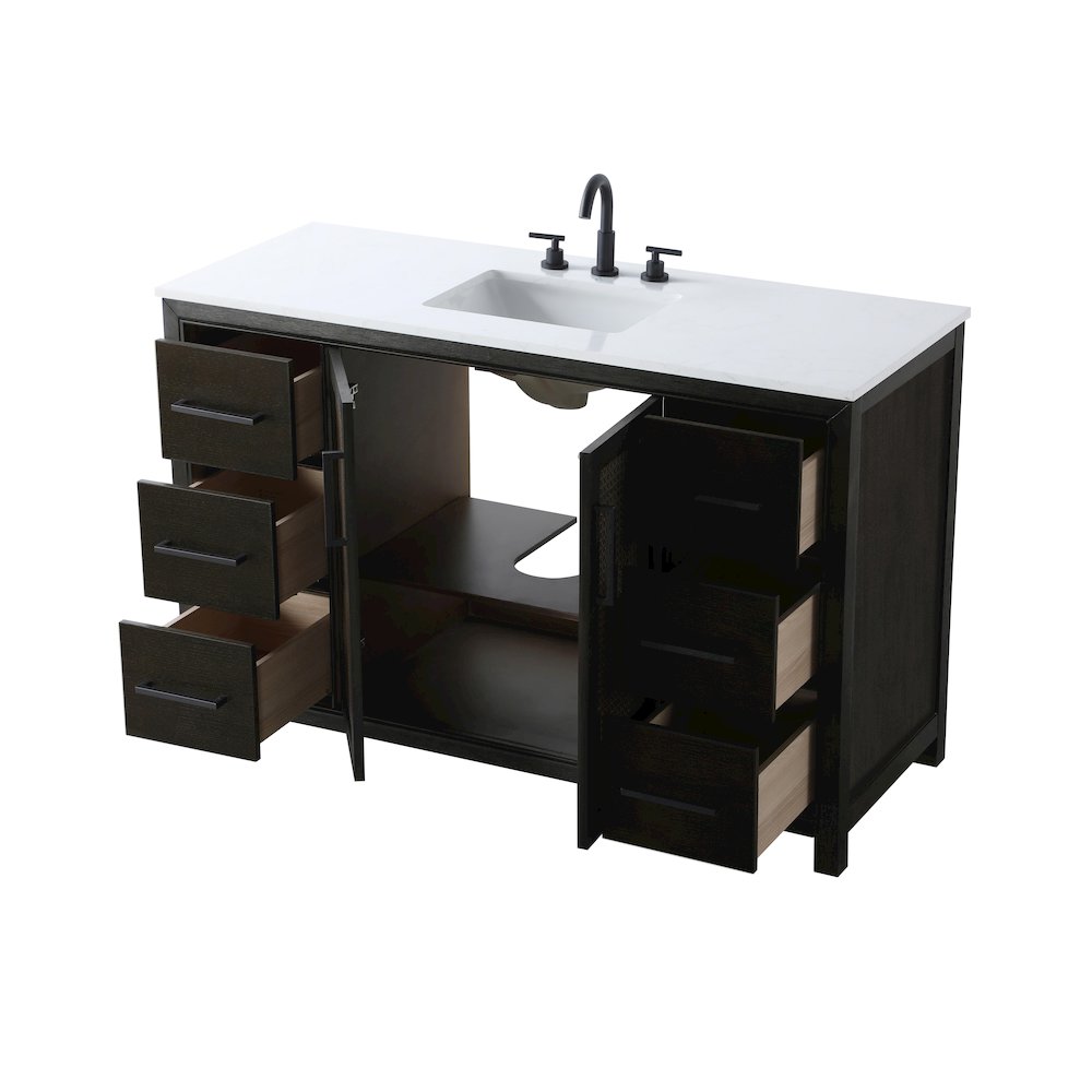 54 Inch Single Bathroom Vanity In Chocolate Oak. Picture 7