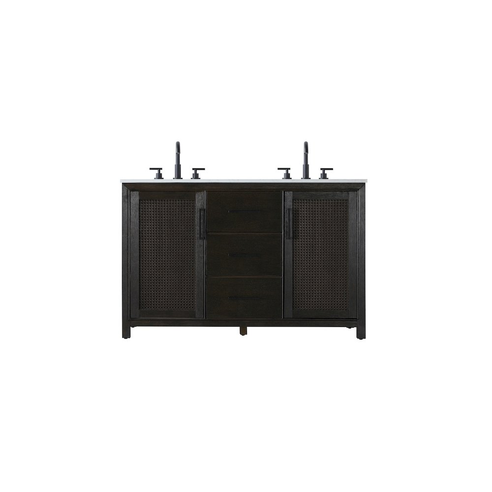 54 Inch Double Bathroom Vanity In Chocolate Oak. Picture 1