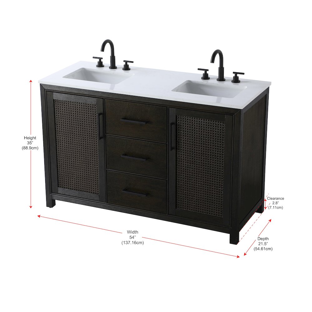 54 Inch Double Bathroom Vanity In Chocolate Oak. Picture 13