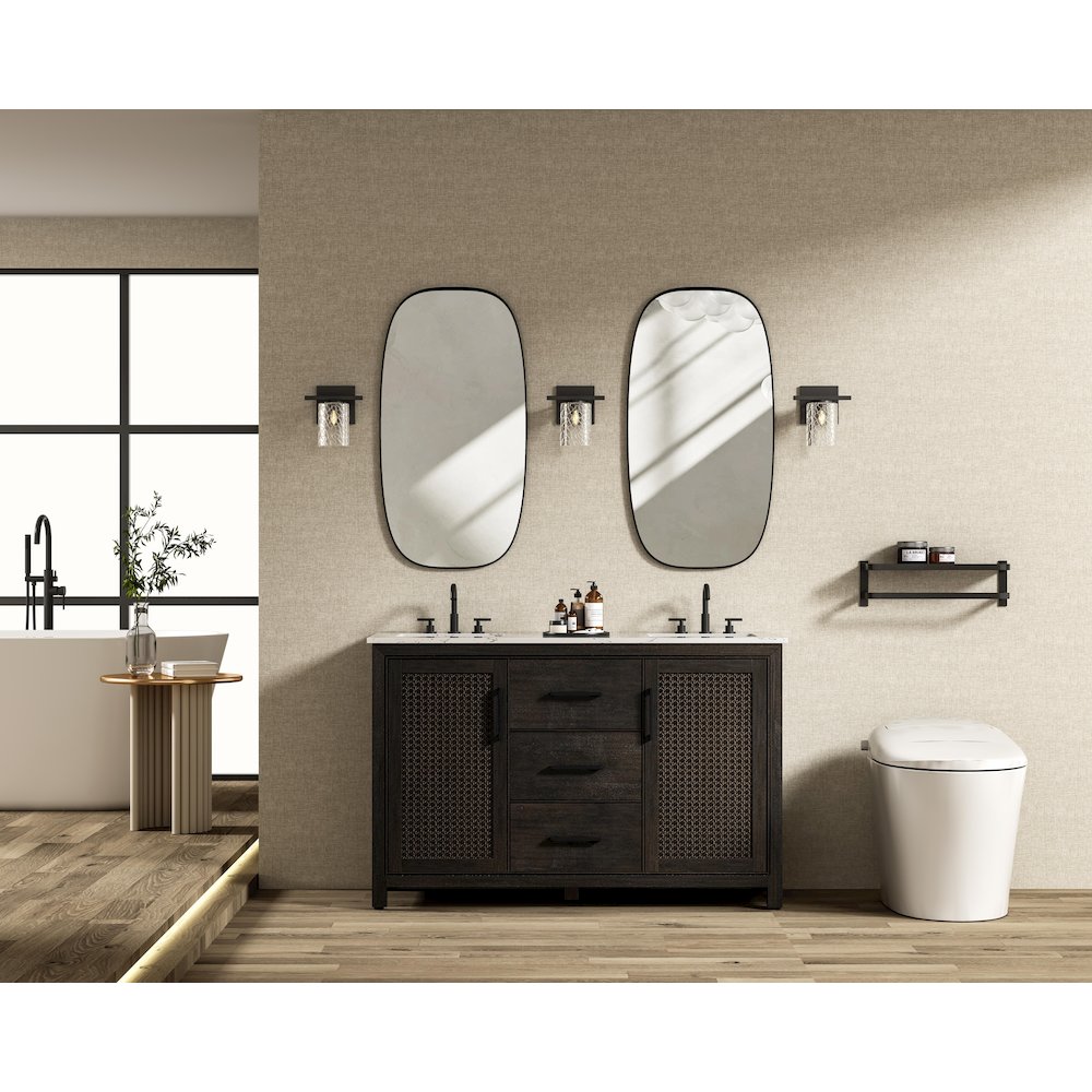 54 Inch Double Bathroom Vanity In Chocolate Oak. Picture 4
