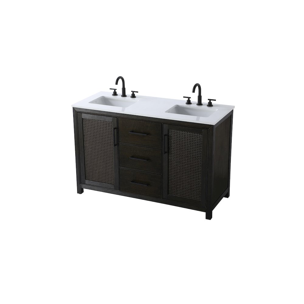54 Inch Double Bathroom Vanity In Chocolate Oak. Picture 6