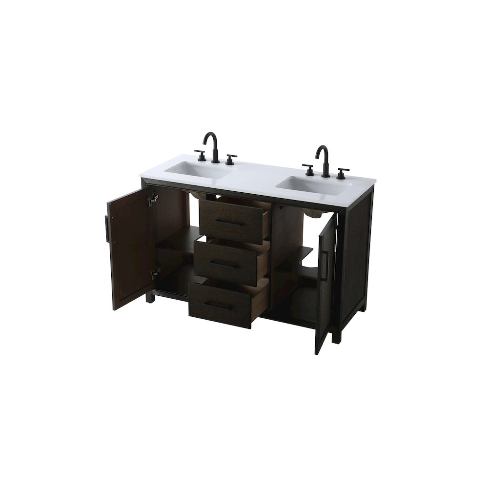 54 Inch Double Bathroom Vanity In Chocolate Oak. Picture 7