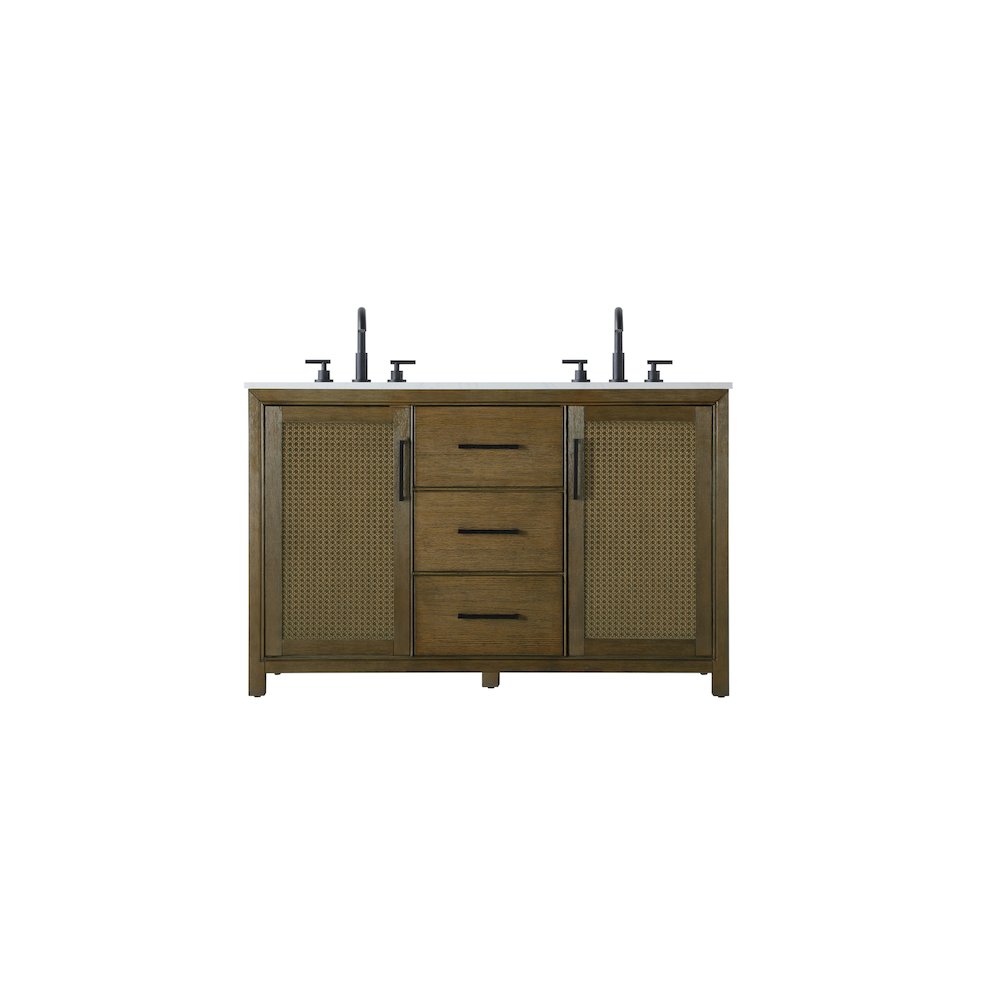 54 Inch Double Bathroom Vanity In Hazel Oak. Picture 1